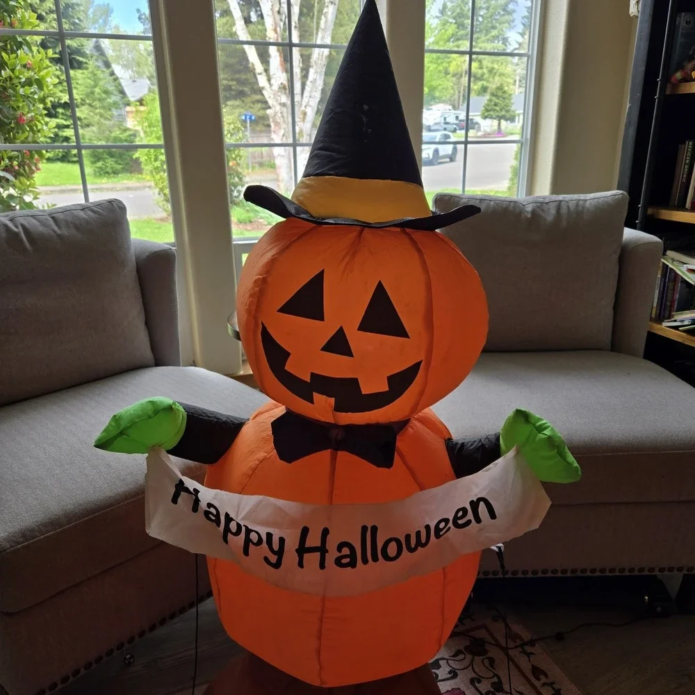 Light Up‎ Halloween Inflatable Pumpkin Witch 4ft Decor Works 